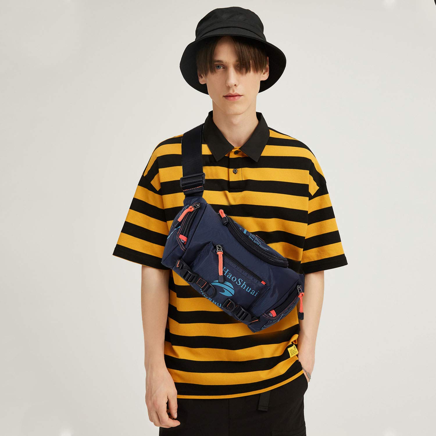 FANDARE Casual Bolso Pecho Bolsos de Hombre y Pecho al Aire Libre Cangurera Sling Bag Bolsos Cruzados Bandoleras Cruzada Mochilas y Bolsas de Viaje Deportes Ciclismo Montañismo Nylon Azul Oscuro