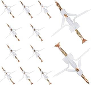 Drywall Anchor Kit with Screws - 100 Pcs Drywall and Hollow-Wall Anchor Assortment Kit, Self-Drilling Hollow Wall Anchor, Nylon - Plastic Wall Anchor Hooks and Hollow-Door Toggle Anchor (White)