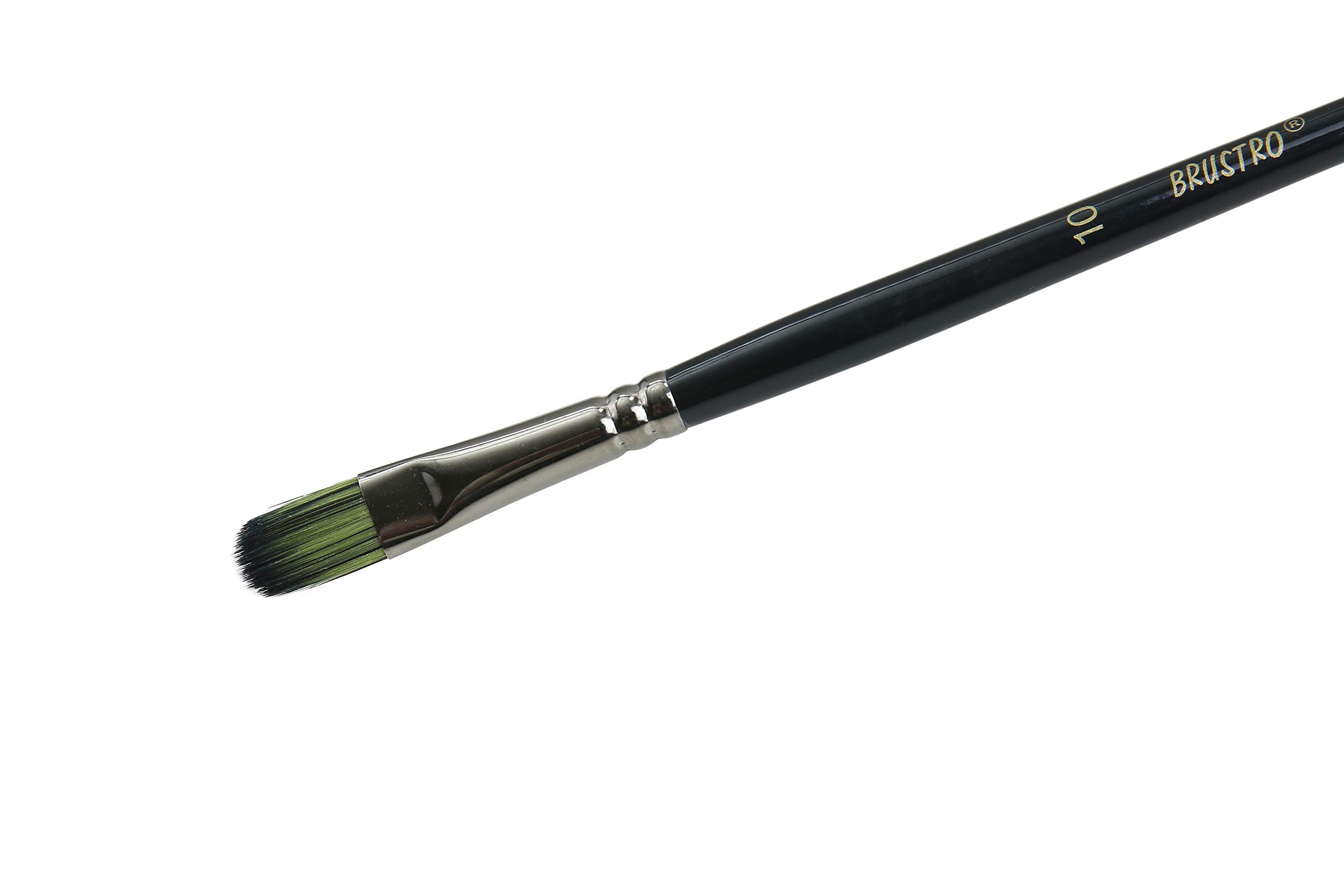 BRUSTRO Artists Greengold Acrylic Brush Filbert Series 1800 - Size - 10 | Ideal for Oil, Acrylic Painting on Paper, Canvas, Fine Art Students and Professional.