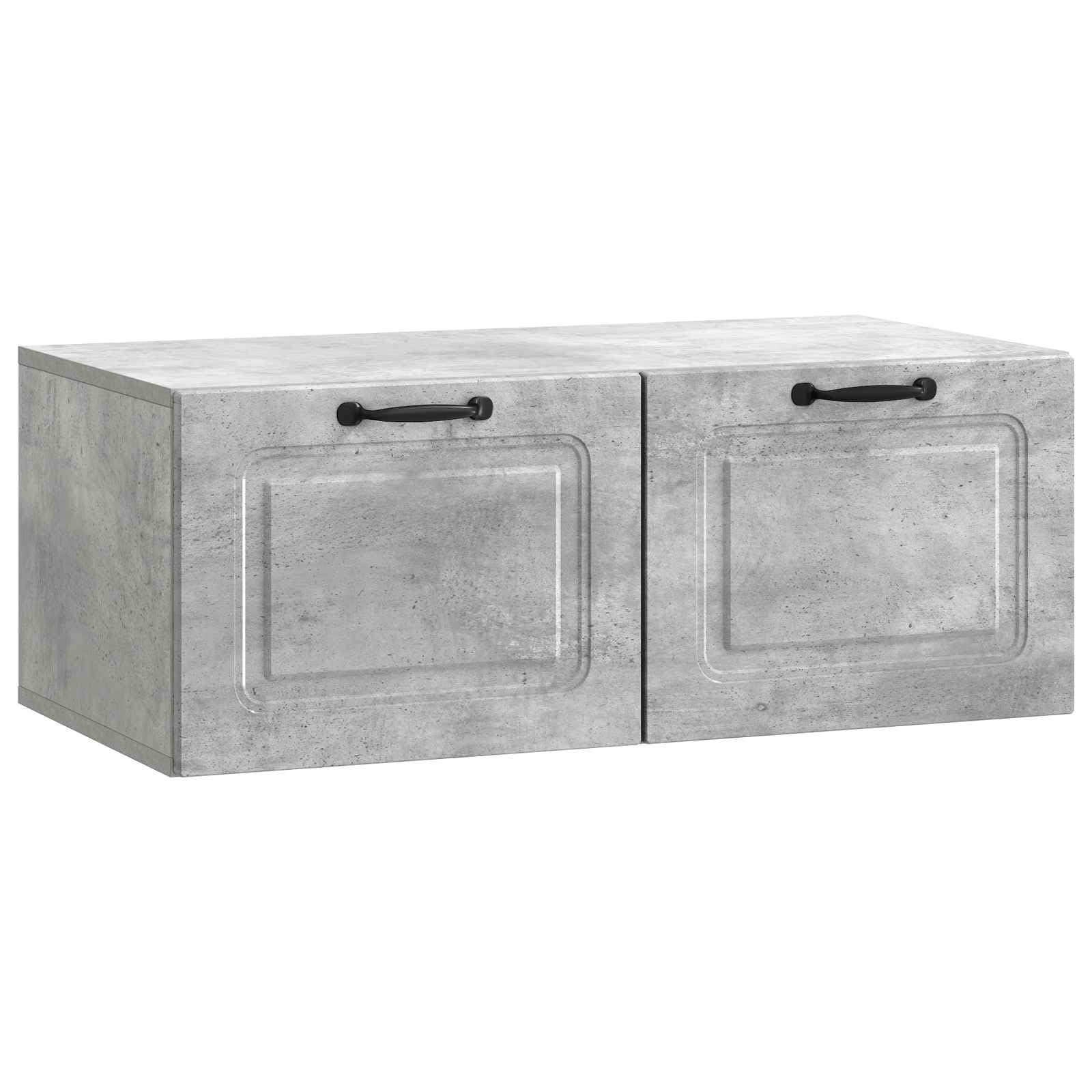 Mueble de TV montado en la pared, color gris hormigón, 78,5 x 41 x 30 cm, centro de entretenimiento con estantes y compartimentos para reproductores multimedia y consolas, diseño moderno con