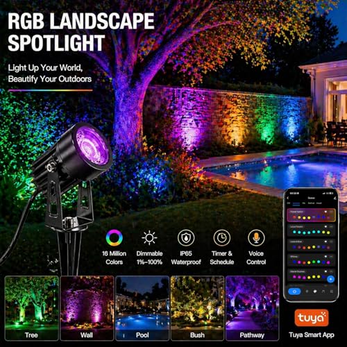WISELUME Smart Outdoor Low Voltage Landscape Lighting 6 Pack, App Control by WISELUME - Used condition - Image 3