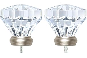 KAMANINA Crystal Finials for 3/4 and 5/8 Inch Curtain Rods