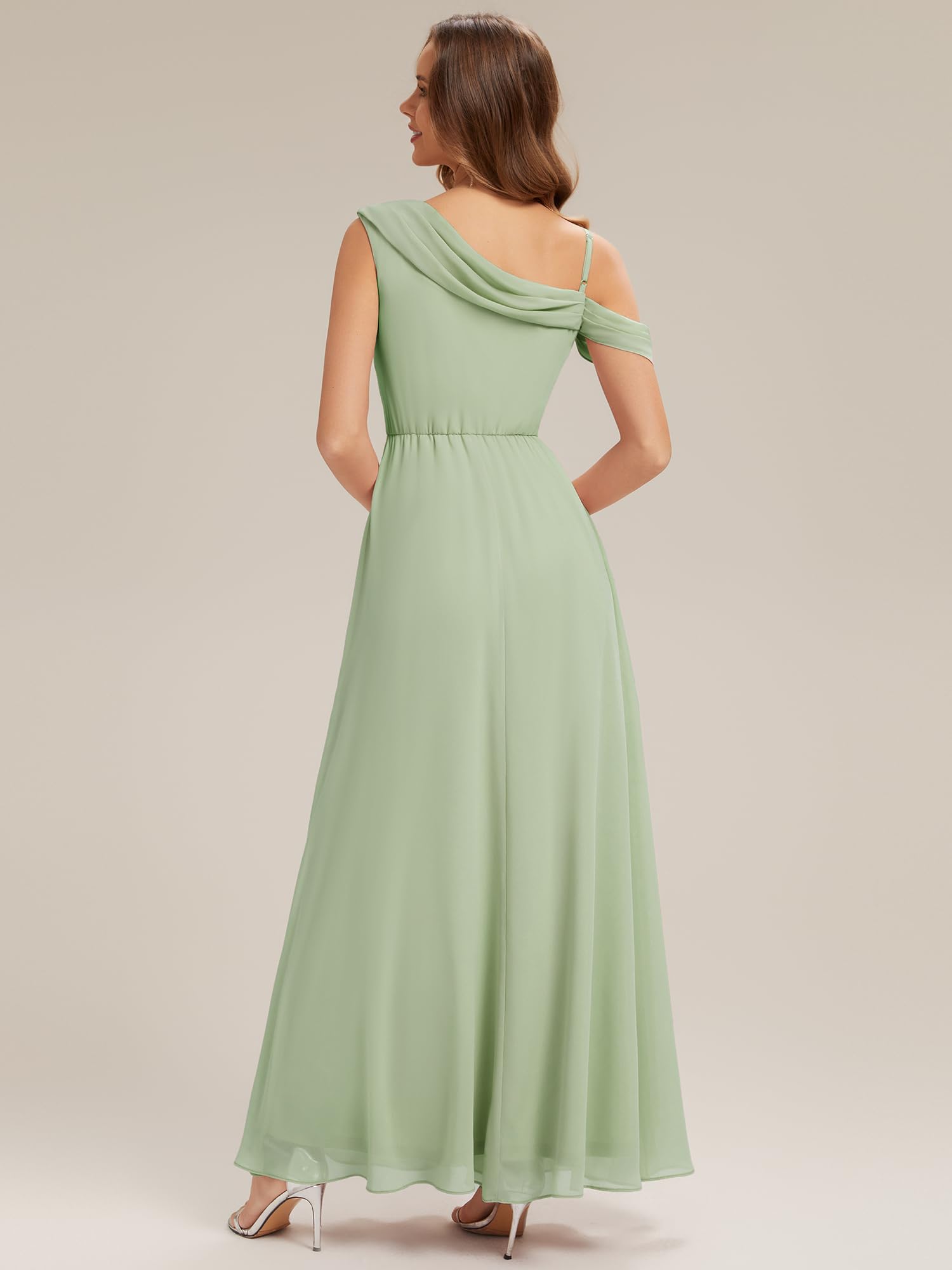 Ever-Pretty Brautjungfernkleider Lang Chiffon Ärmellos Elegant Abendkleid mit Schlitz ES02704