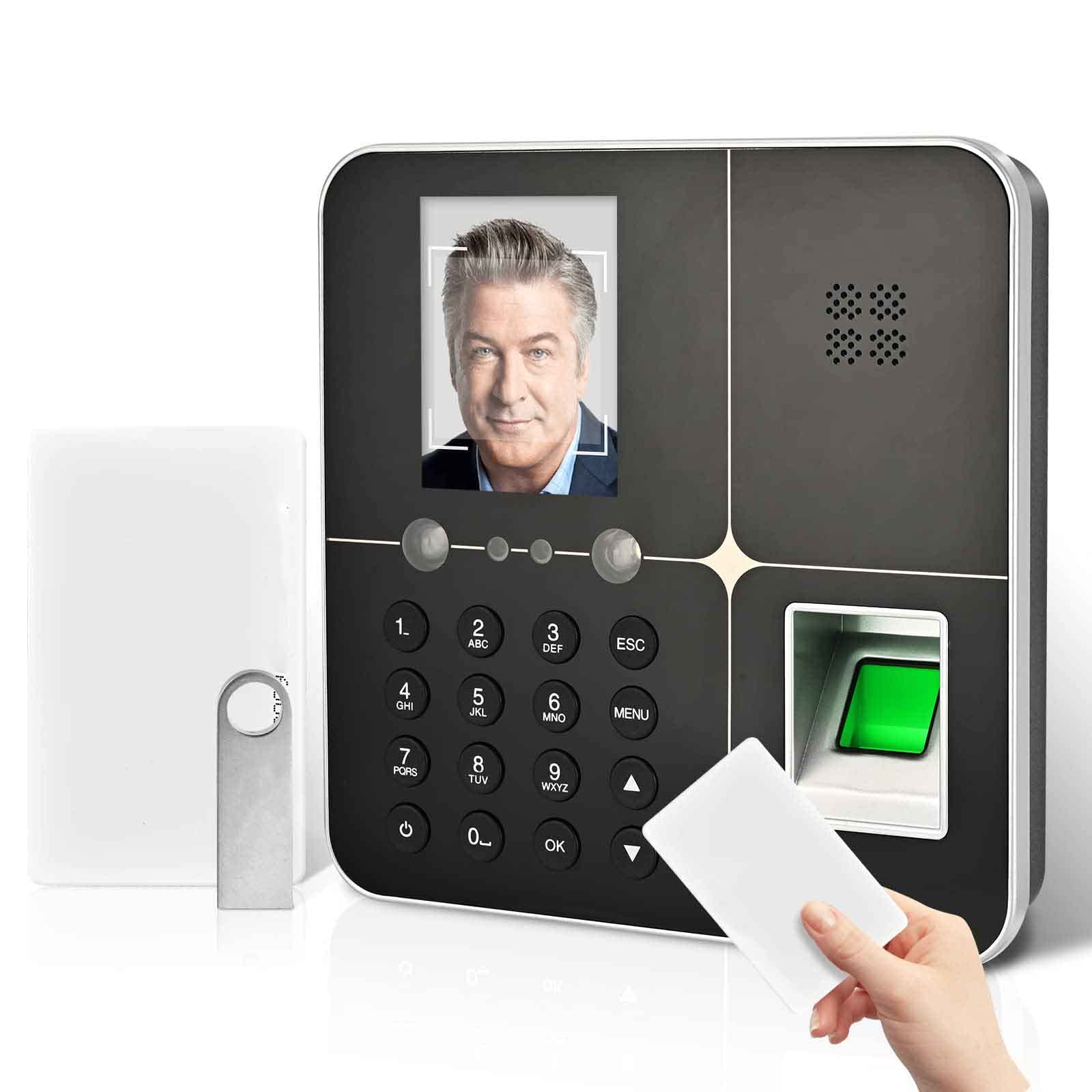 ARWIC 4 in 1 Fingerprint Time Clocks for Employees, Attendance Machine with Fingerprint, Face, RFID and Password, Employee Stamp Clock, No Monthly Fee, for Small Business Offfice
