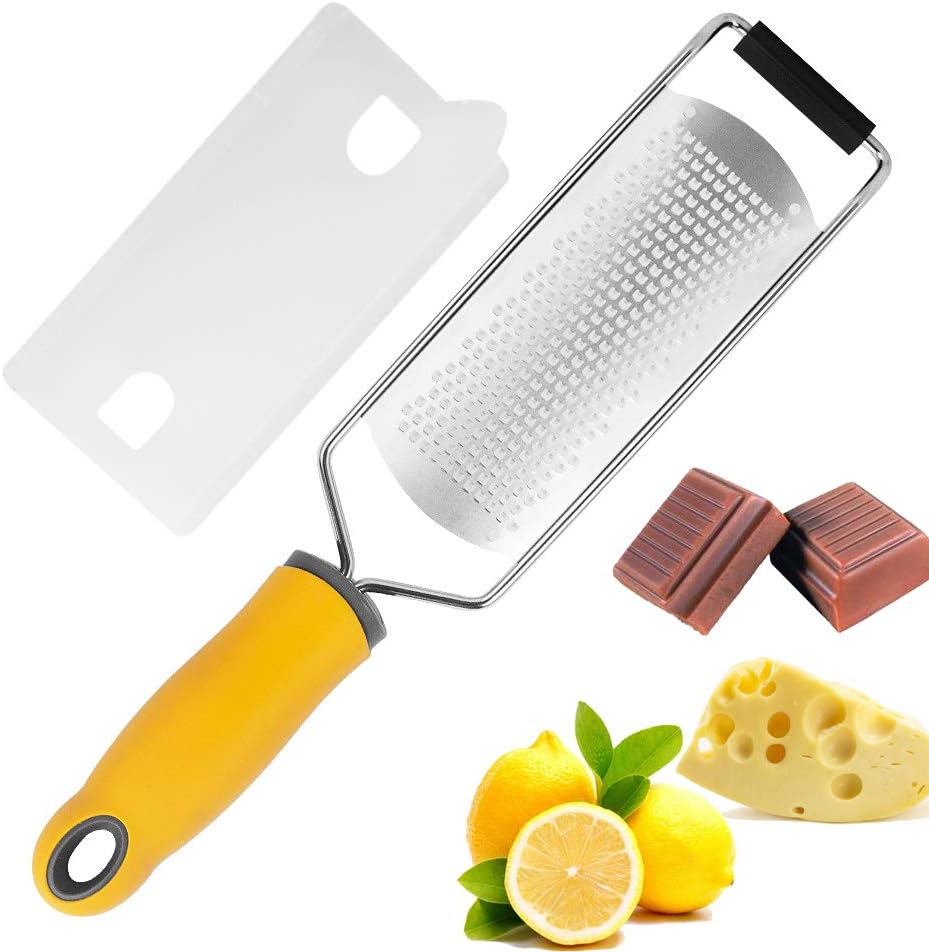 Fuda Citrus Lemon Zester and Cheese Grater,Kitchen Zesting Tool for Parmesan,Chocolate,Coconut,Ginger,Garlic,Nutmeg,Vegetables,Fruits with Razor-Sharp Stainless Steel Blade,Dishwasher Safe