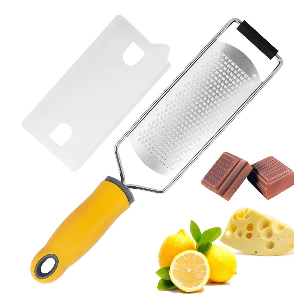 Fuda Citrus Lemon Zester and Cheese Grater,Kitchen Zesting Tool for Parmesan,Chocolate,Coconut,Ginger,Garlic,Nutmeg,Vegetables,Fruits with Razor-Sharp Stainless Steel Blade,Dishwasher Safe