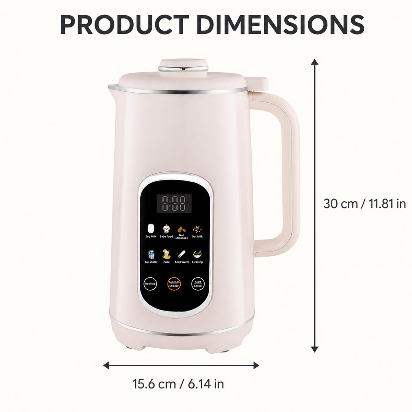 Macchina Automatica per Latte di Soia 1,2 L, 8-in-1 con Timer 12 Ore | 12 Lame, Frullatura dei Legumi Secchi Senza Ammollo, Autopulizia ad Alta Temperatura per Mandorla, Avena, Cocco e Soia