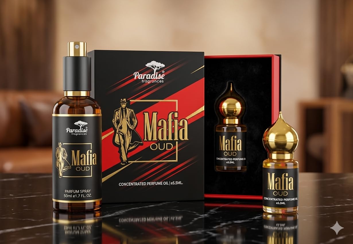 Paradise Fragrances Mafia OUD Parfum Spray 50ml with Concentrated Perfume Oil 5.5ml, Gift Set-image-47