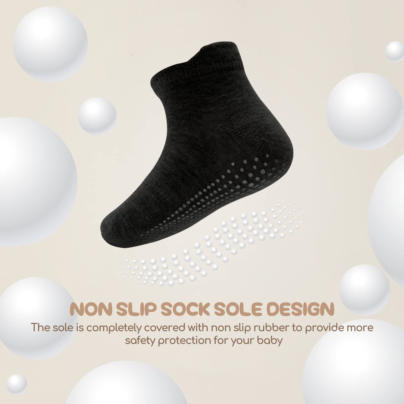 Toddler Socks Non Slip Grip Cute Cotton Baby Socks 12 Pack for Toddler Boys Girls Kids