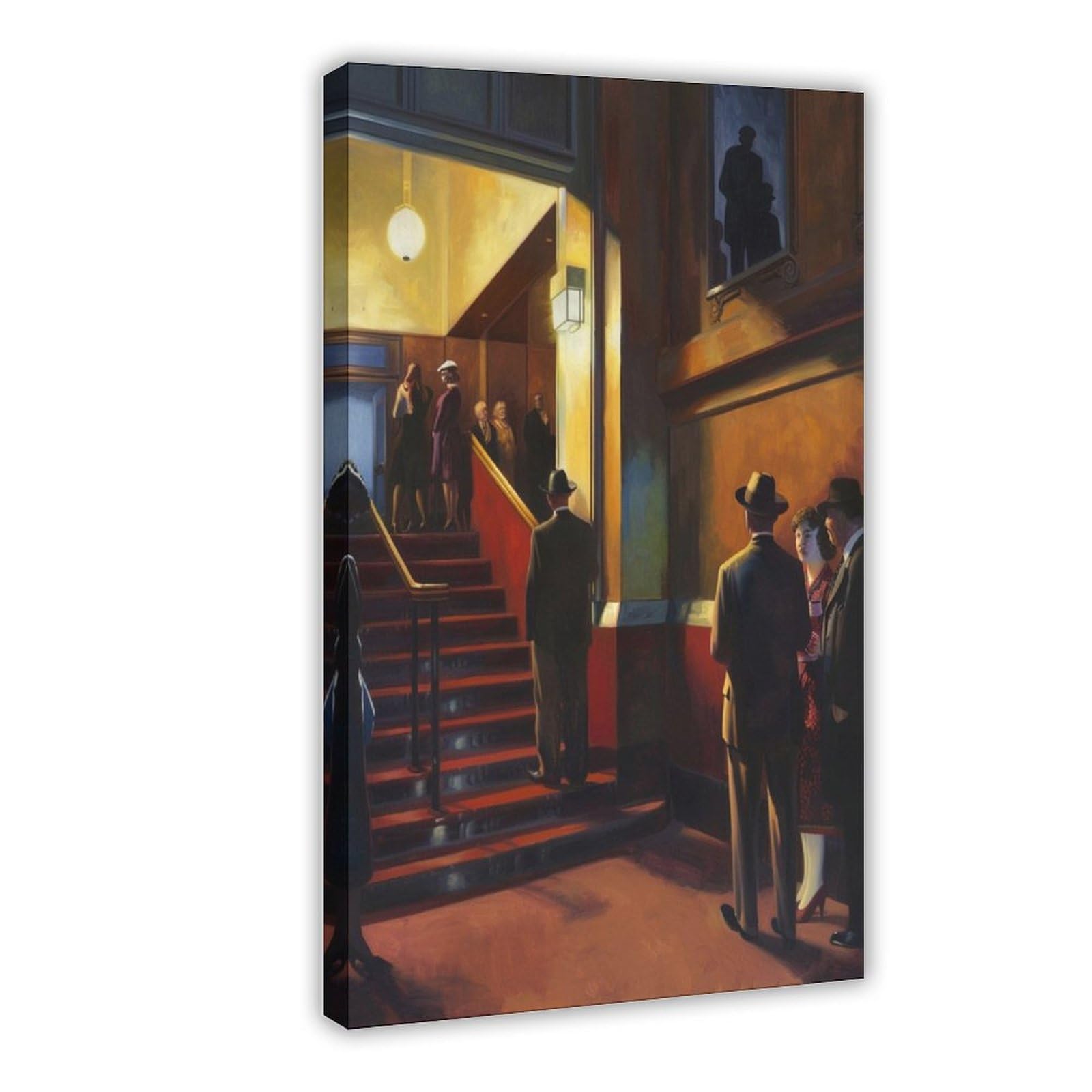PHTHDB Poster su tela con scena del cinema di New York, omaggio a Edward Hopper, decorazione per ufficio, idea regalo