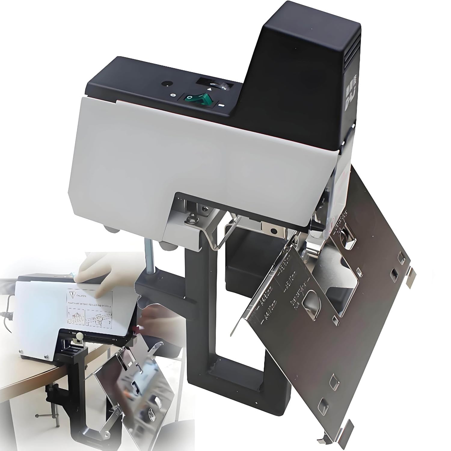 Wsexyy Electric Saddle Stapler, Automatic Rapid Stapler Binder Machine, Binding Thickness 2-30 Sheets, Adjustable Thickness 100mm, 9 Levels Intensity Adjustable, for Office, School