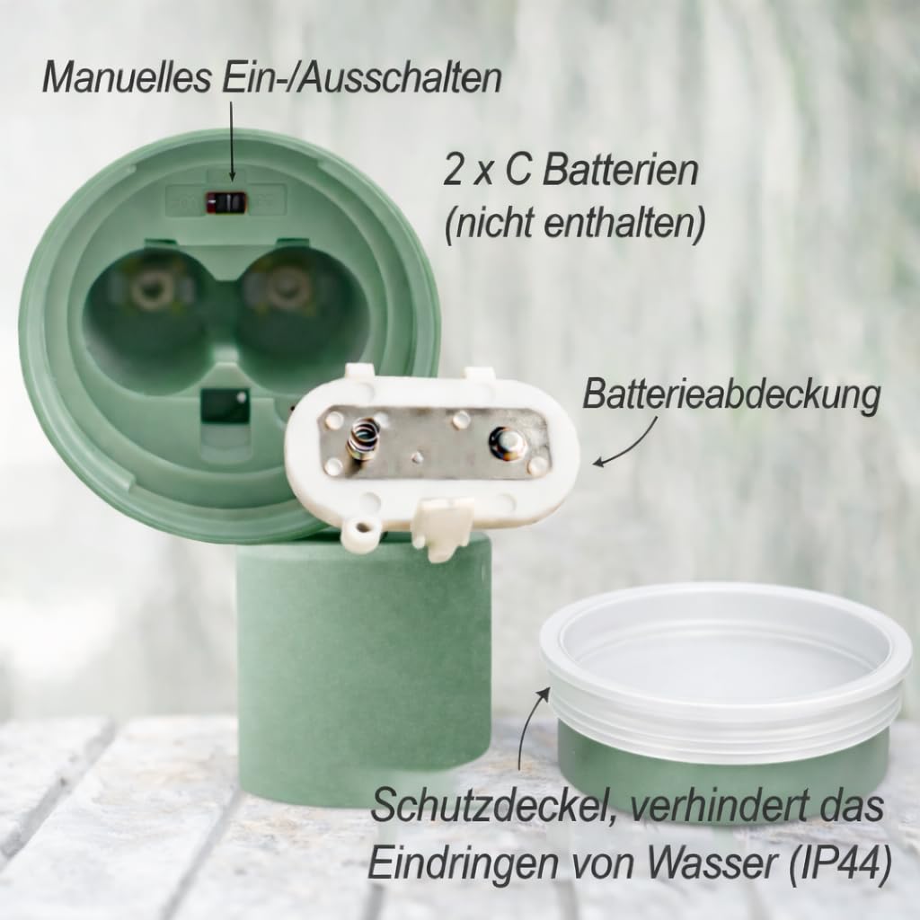 ReWu Candela LED Outdoor Deluxe Homeart Real Flame con funzione timer e specchio di cera, resistente al calore, impermeabile, per esterni, luce bianca calda, senza fiamma