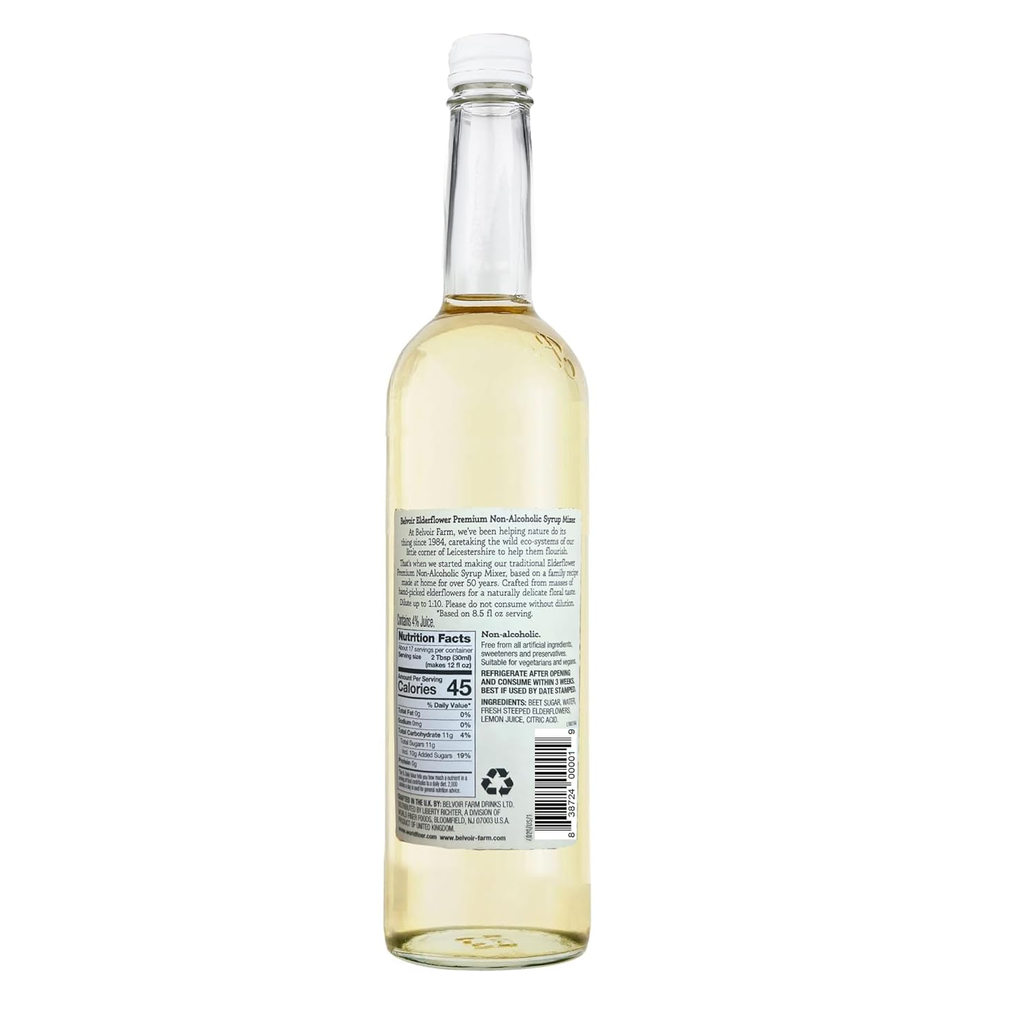 Belvoir Fruit Farms Elderflower Syrup Mixer (500ml) | Pack of 2 | Natural Elderflower Drink Mix | Ideal for Cocktails and Refreshing Beverages | No Preservatives | Made with Fresh Elderflowers