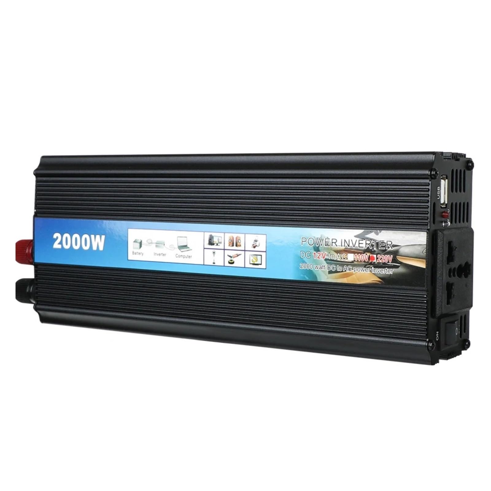 Invertitore di Potenza Inverter a Onda sinusoidale modificata 1000W 2000W di Potenza Convertitore Tensione for Auto con Caricabatterie USB CC a CA(1000W)