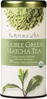 Organic Double Green Matcha Tea Bags by The Republic of Tea - Japanese Matcha Powder & Green Tea Leaves, 50 Cups, 4.7 Stars