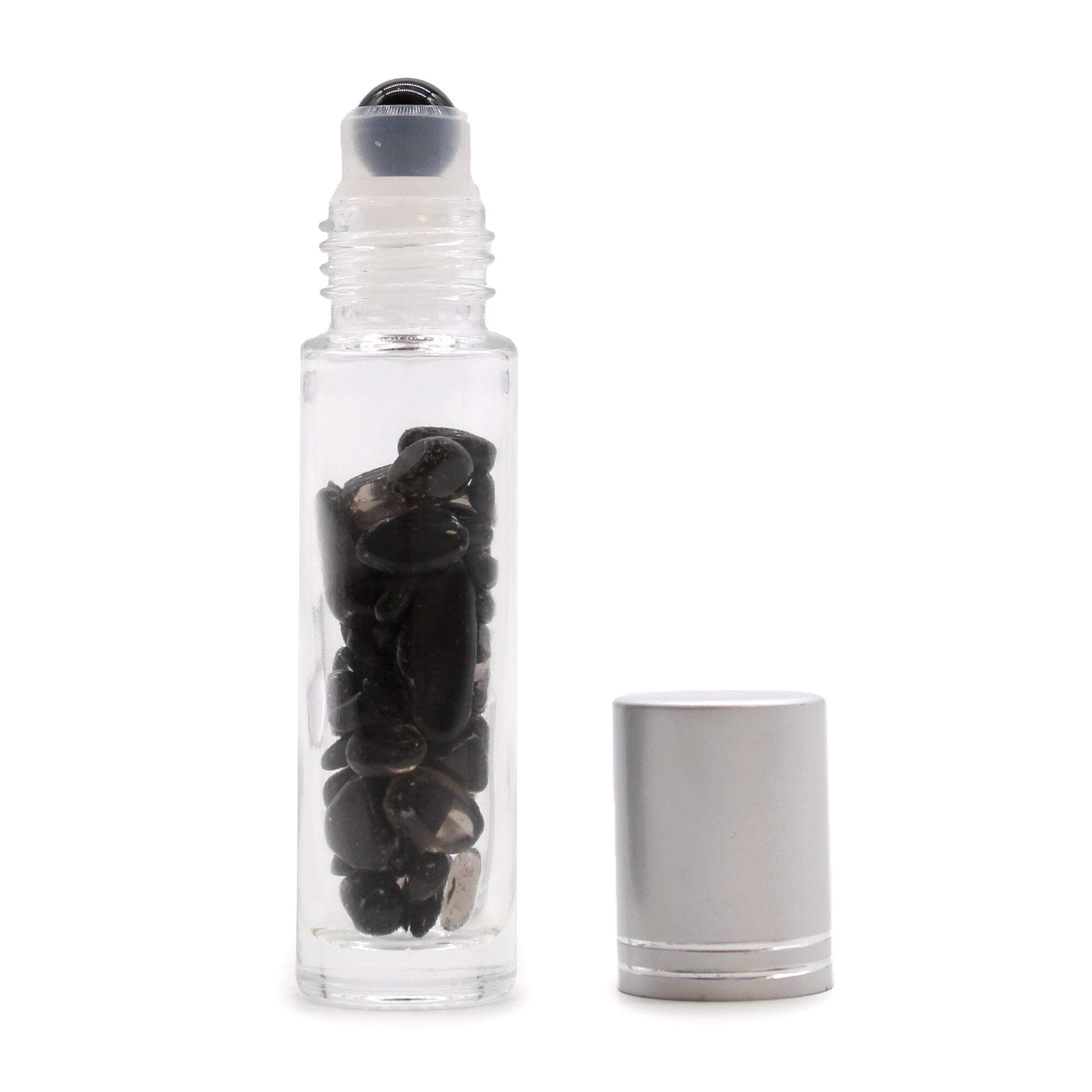 Kdmd Black Gemstone Essential Oil Roller Bottle - Tourmaline - Silver Cap
