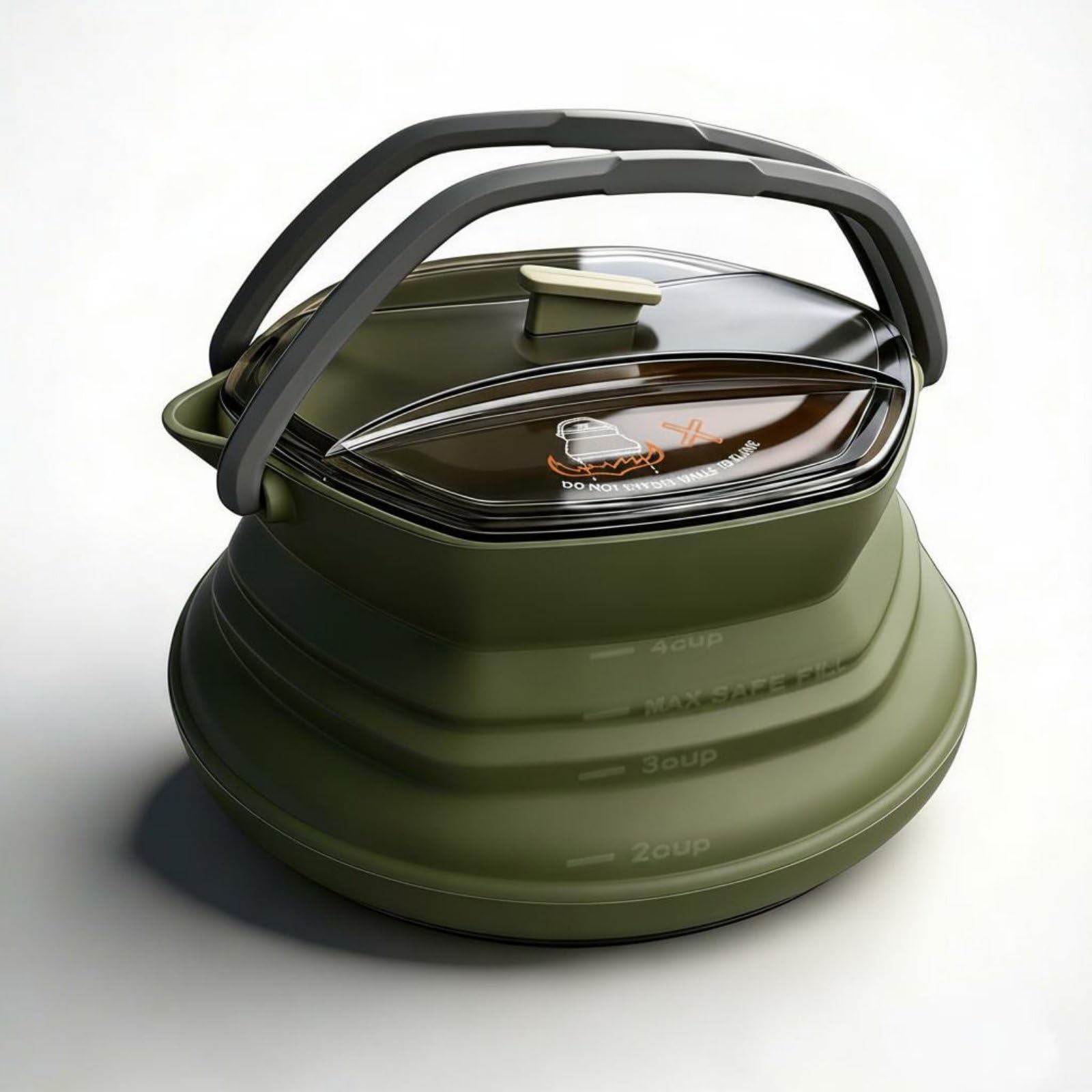 Amagogo Bollitore da Viaggio Pieghevole Bollitore Portatile Pentola Pieghevole Teiera Compatta per Acqua Caffè Tè E Pasti Disidratati Silicone Alimentare E, Verde Scuro