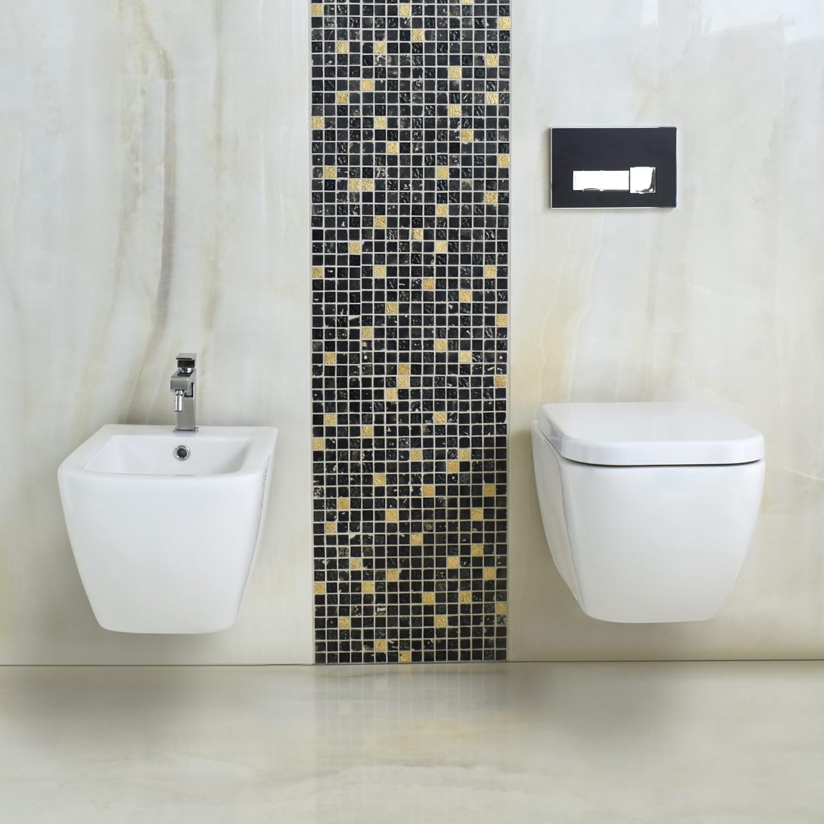 Yellowshop - Sanitari Bagno Sospesi Filo Muro Rimless senza brida Modello Klass Vaso Wc + Coprivaso Soft Close + Bidet