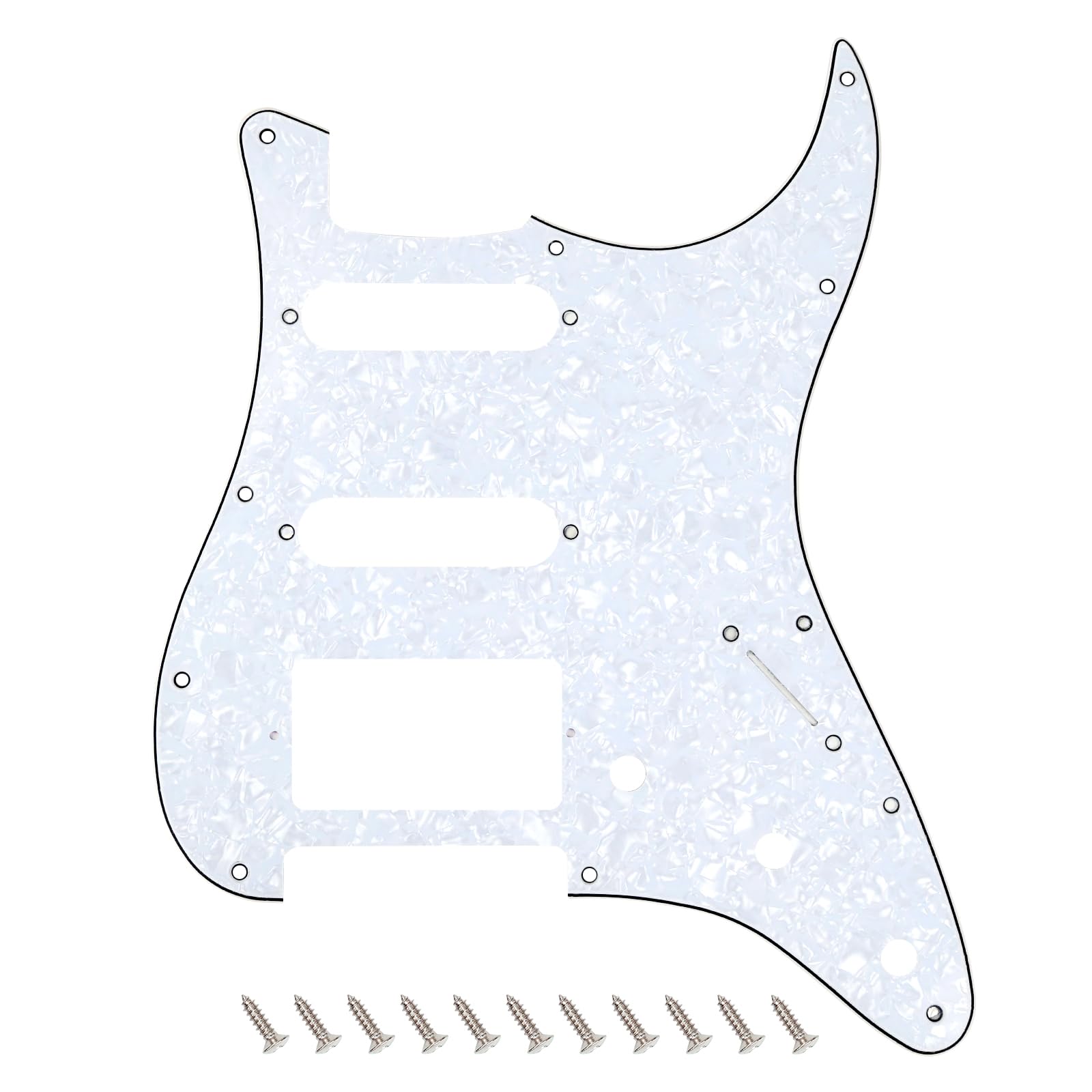 Banworks 4 Ply Strat HSS Pickguard 11-Hole Electric Guitar Pickguard SSH Scratch Plate for USA/Mexican Modern Style Standard Stratocaster ST JT/HB-02 White Pearl