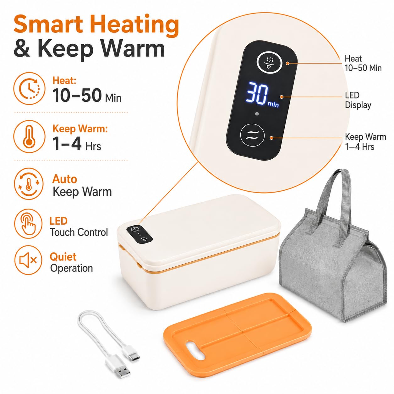 Fiambrera eléctrica inalámbrica, 1 L, 12000 mAh, para viajes