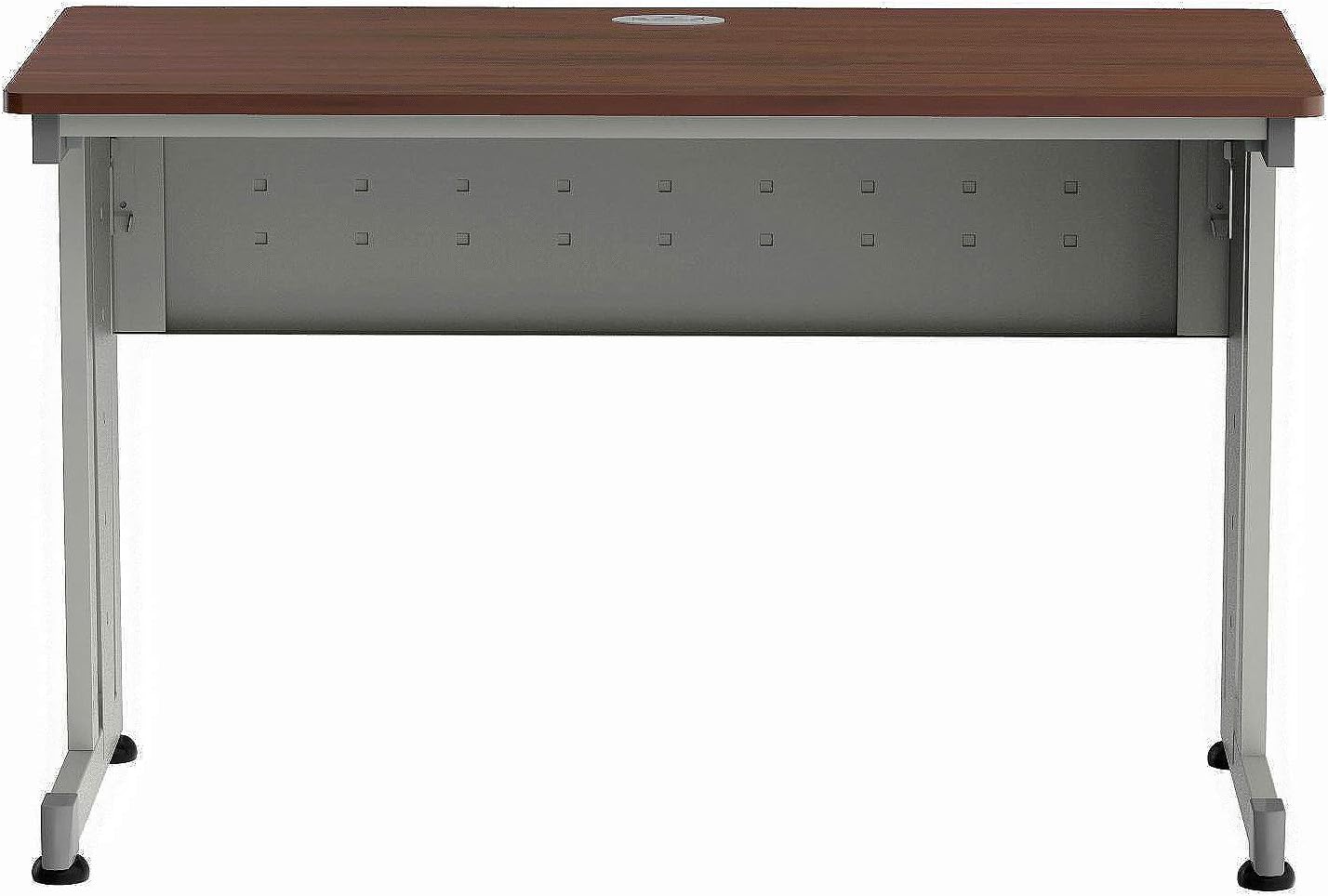 Linea Italia Rectangular Large Easy to Assemble Metal Desk with Wood Top | Computer Table for Home or Office, 48" x 24", Cherry
