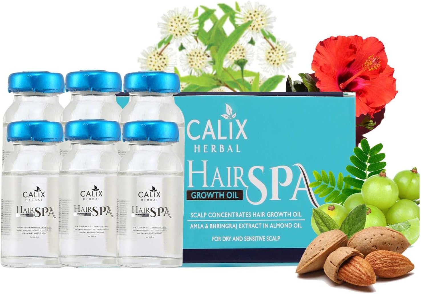 Organic Hair Growth Oil Ayurvedic Hair-Spa For Complete Hair Treatment With Bhringraj Extracts, Almond & Amla Oil - 8Ml X 6, 220 Grams