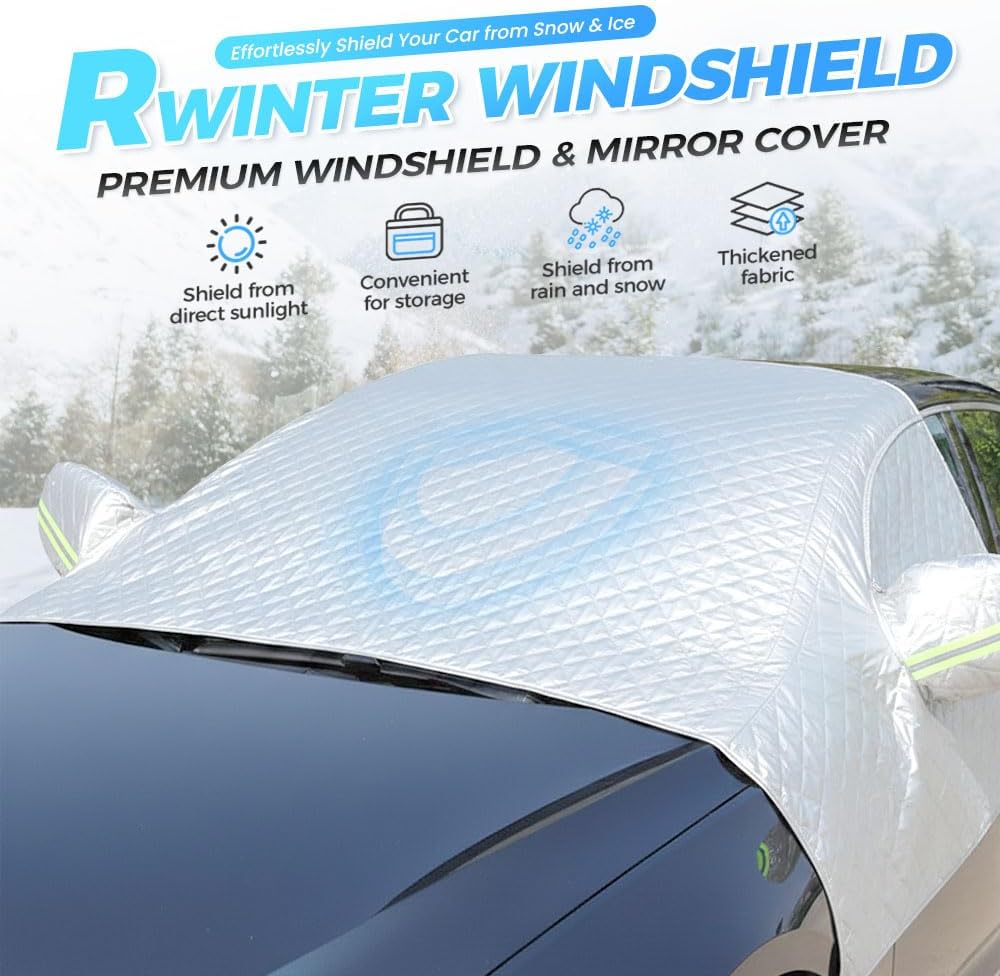 All Seasons Sunshade Ice Cover, 2026 New Magnetic Car Windshield Snow Cover, Automotive Large Magnetic Windshield Frost Cover with Side Window and Mirror Protector in Winter (Full Cover)