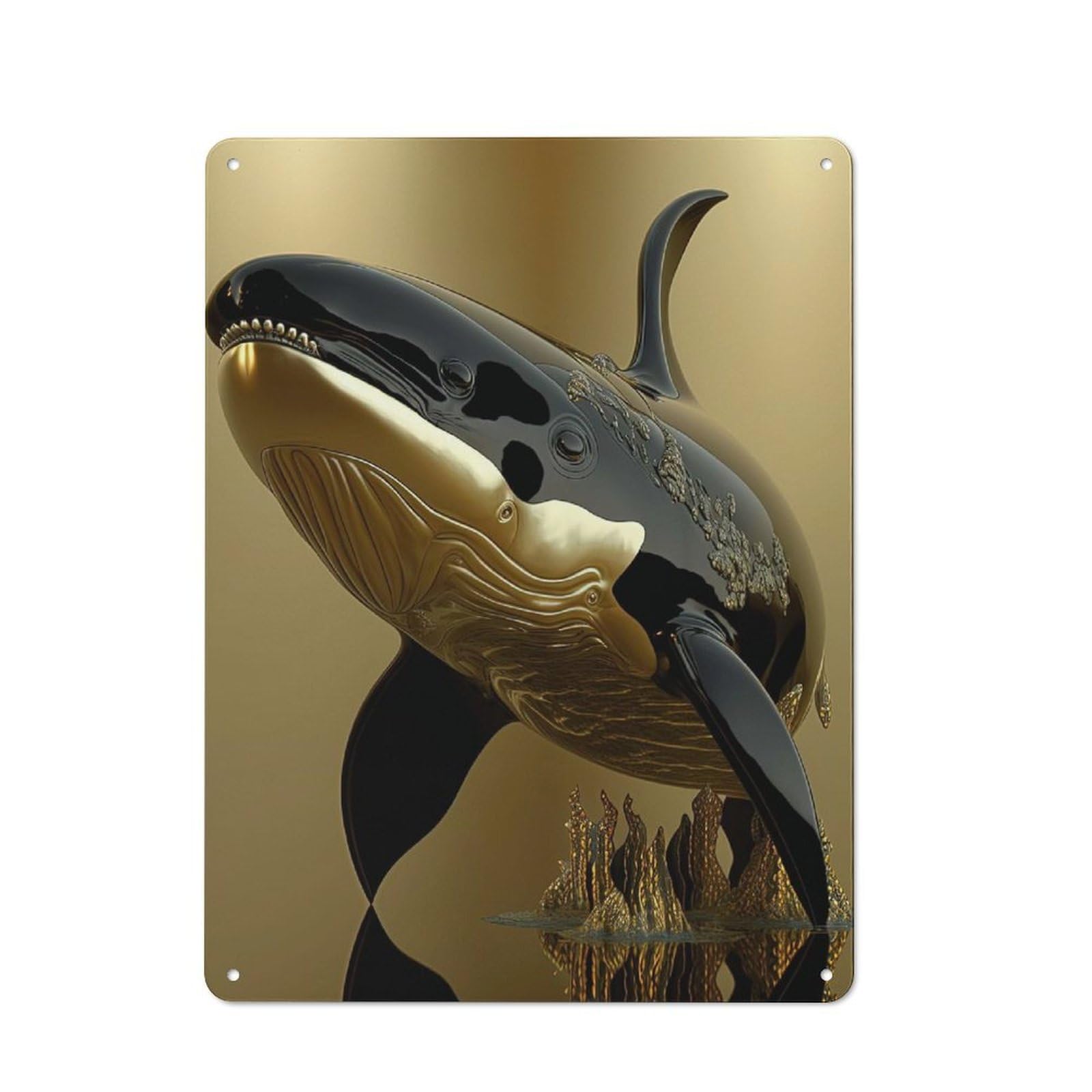 Vintage Tin Sign 40x30cm Featuring King Orca Whale, Industrial Wall Art for Garage, Workshop, Shed Or Utility Room