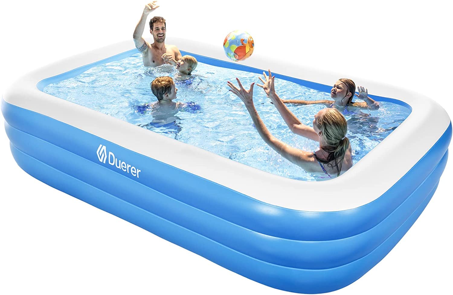 Duerer Inflatable Swimming Pools, Kiddie Pool, 92" x 56" x 22" Full-Sized Family Lounge Pool for Kids Toddlers Adults, Blow Up Inflatable Kids Swimming Pool for Backyard Garden Outdoor