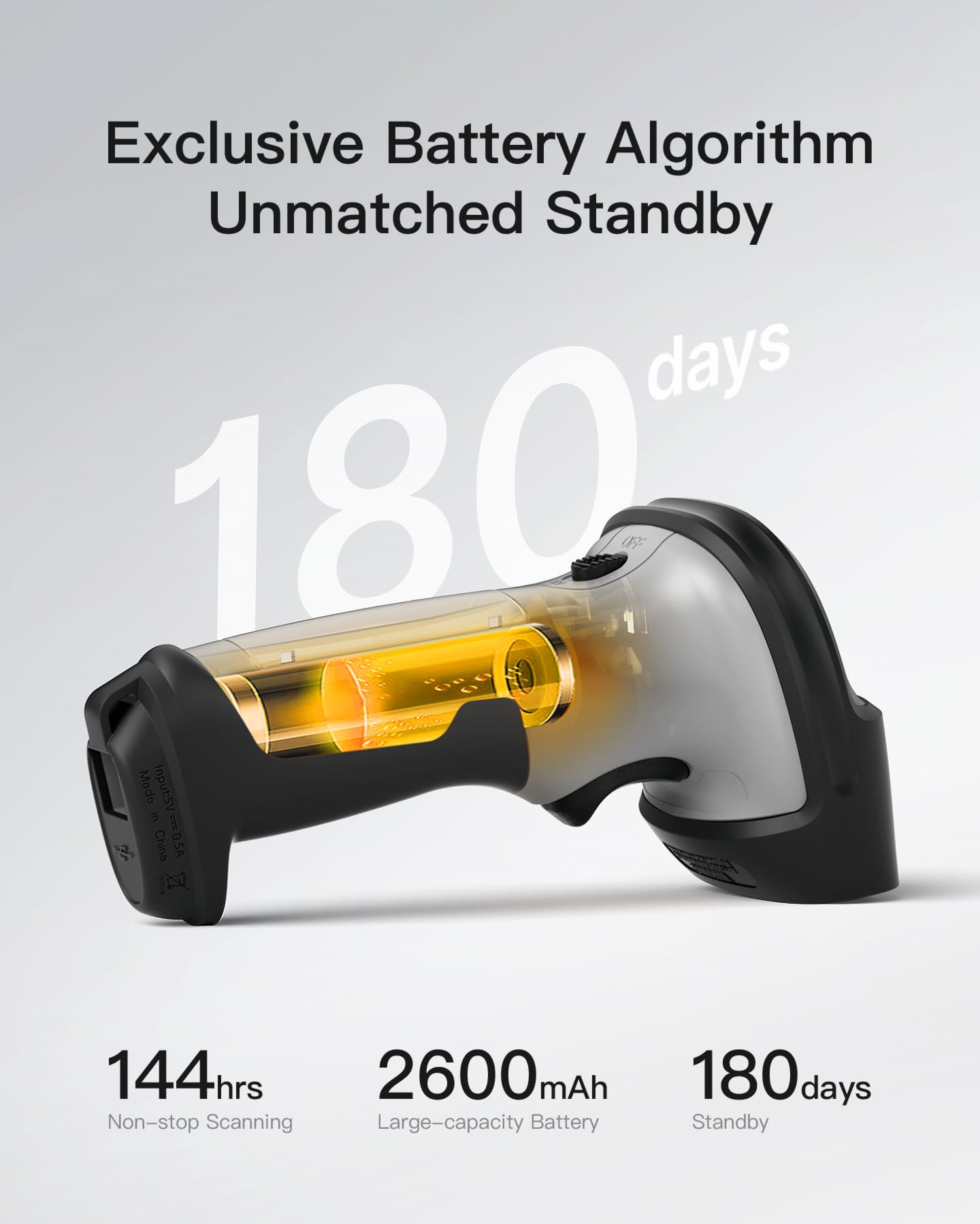 Inateck AI Escáner de Códigos de Barras Bluetooth, Escáner 1D Inalámbrico, Portátil con App y SDK, 180 días de Espera con 1 Carga, Alcance de 35 m, Escaneo Automático Rápido y Preciso, BCST-70 AI