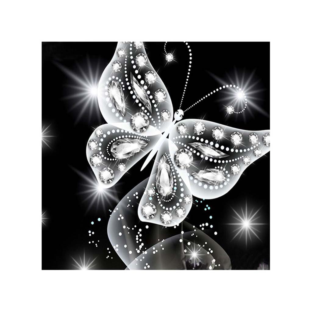 KBOLAE Black White Butterfly Rhinestone Painting Diamond Cross-Stitch Needlework 5D Embroidery Picture Drawing Needlework Stitchwork