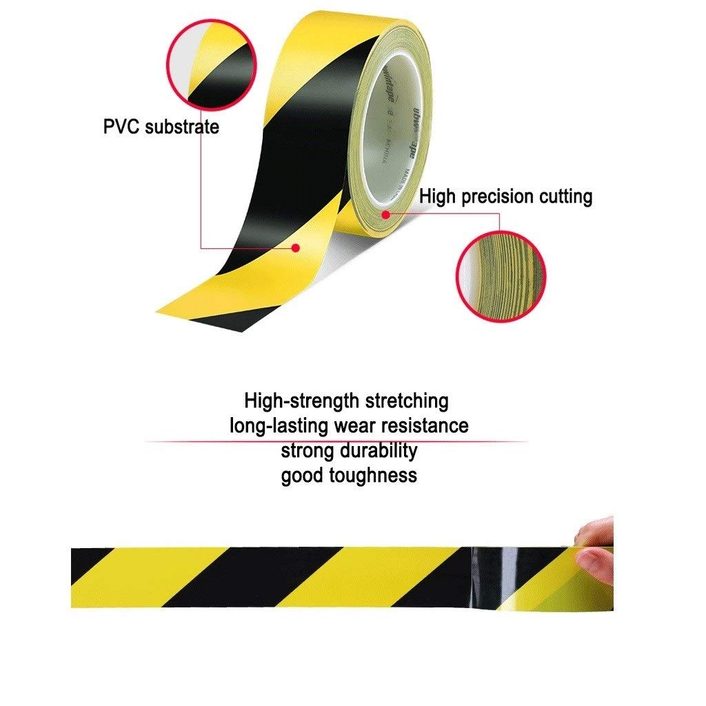 Mehrzweckband Warnband Gefahrenabsperrband PVC Schwarz Gelb Zebralinie Warnhinweis Wahrzeichen Aufkleber Bodenmarkierung Farbmarkierung Bodenband Hohe Qualität 3 Rollen (Farbe: Rot, Größe: B48 mmx L 3