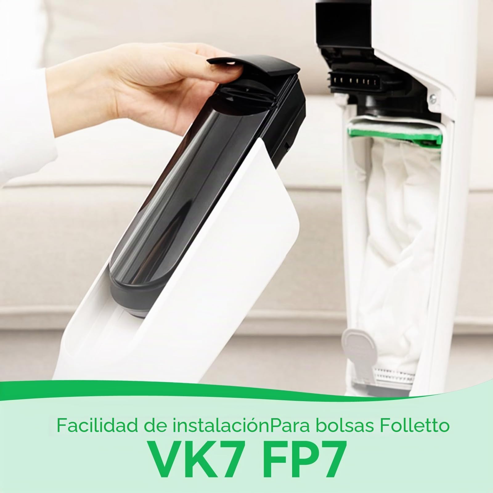 12 bolsas compatibles con Folletto VK7S VK7 FP7S FP7-12 bolsas de aspiradora de microfibra de 6 capas + 2 filtros de motor + 2 cepillos