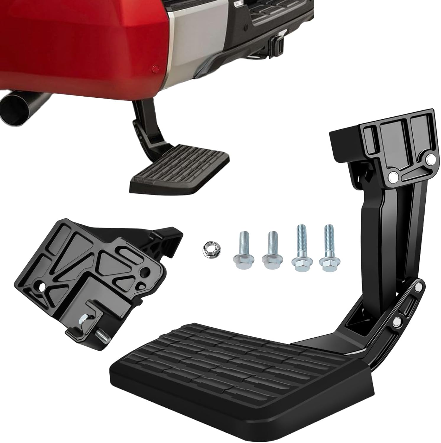 Rear Bed Step Tailgate Bedstep Compatible with Toyota Tundra 2022 2023 2024 2025 Retractable Bumper Folding Truck Step Replaces PTS30-34000 PTS3034000