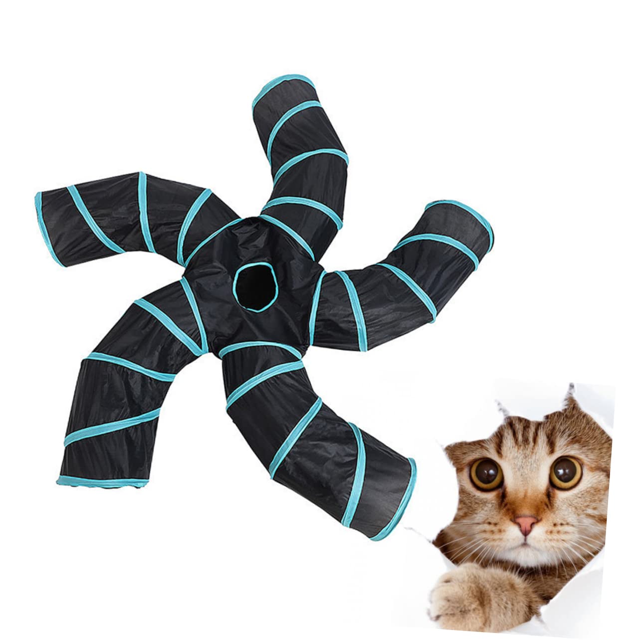 PartyKindom Tunnel Pieghevole per Gatti a Cinque Vie Gioco Interattivo, Materiale Resistente e Design Compatto per L'intrattenimento Domestico dei Tuoi Animali