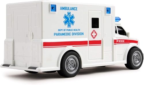 Miniatura 4 de Vokodo Ambulancia de rescate a escala 1:20 a escala 1:20 de juguete con luces y sonidos, duradero, transporte médico, vehículo de emergencia,