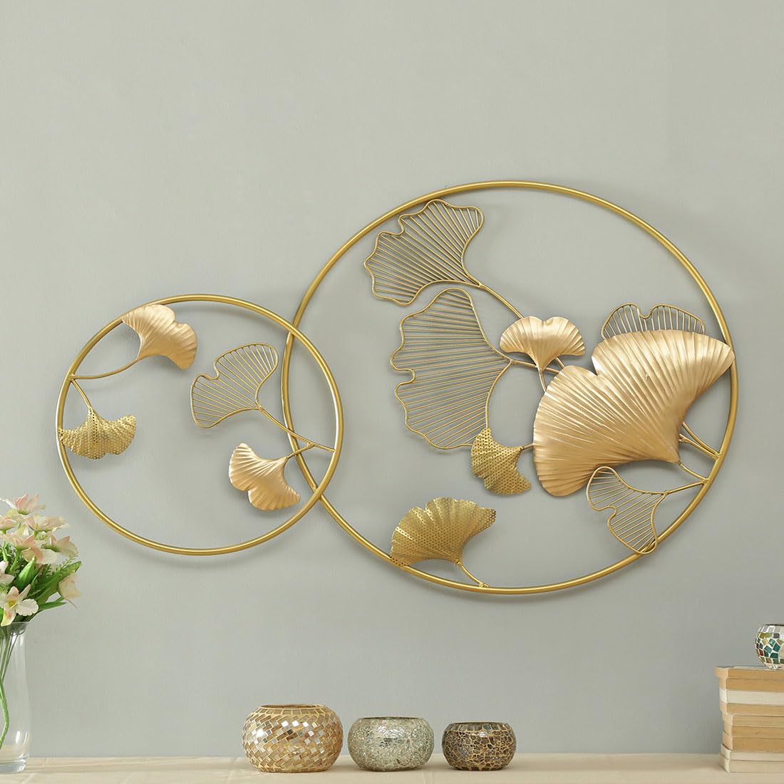 vedas Gold Metal Sadh Ginko Wall Decor Hanging Mounted Sculpture Wall Art for Living Room, Bedroom, Dining Room, Hallway, Entryway, Office, Hotel, Home Decor (Size 36 x 24 inches)