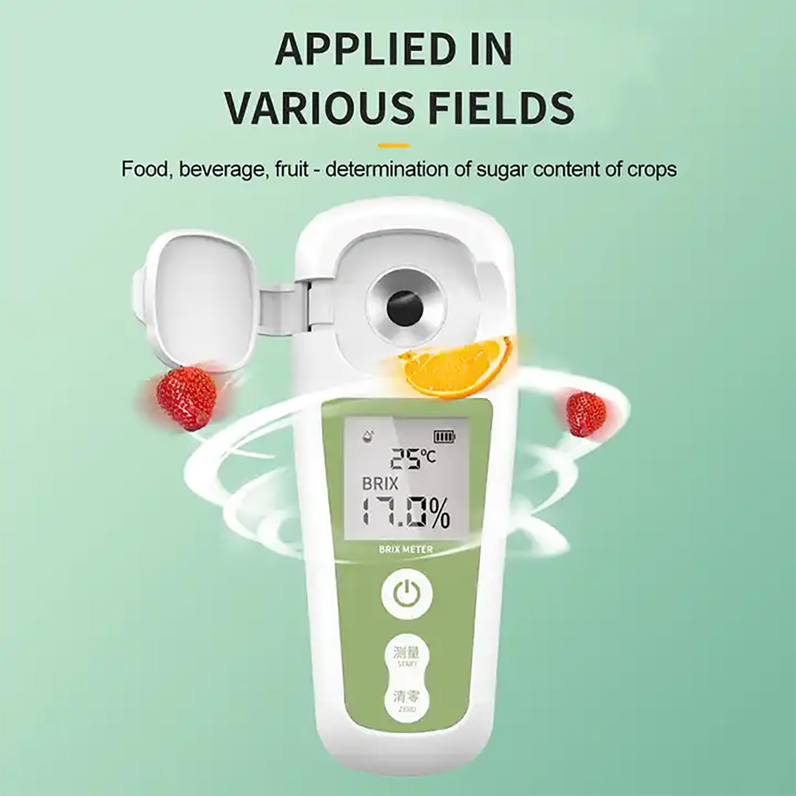 Rifrattometro digitale per misurazione della concentrazione di zucchero di frutta - Uscita rapida dei dati in 5 secondi, display ad alta definizione, ideale per vendite, semina e uso in laboratorio