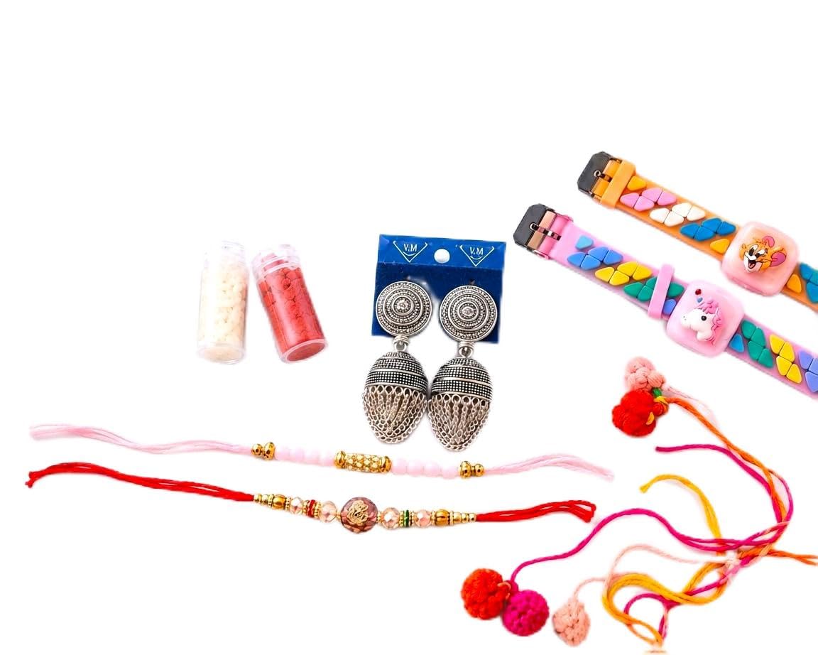Rakhi Set of 6 for Brother with Gift Box, Beaded-image-17