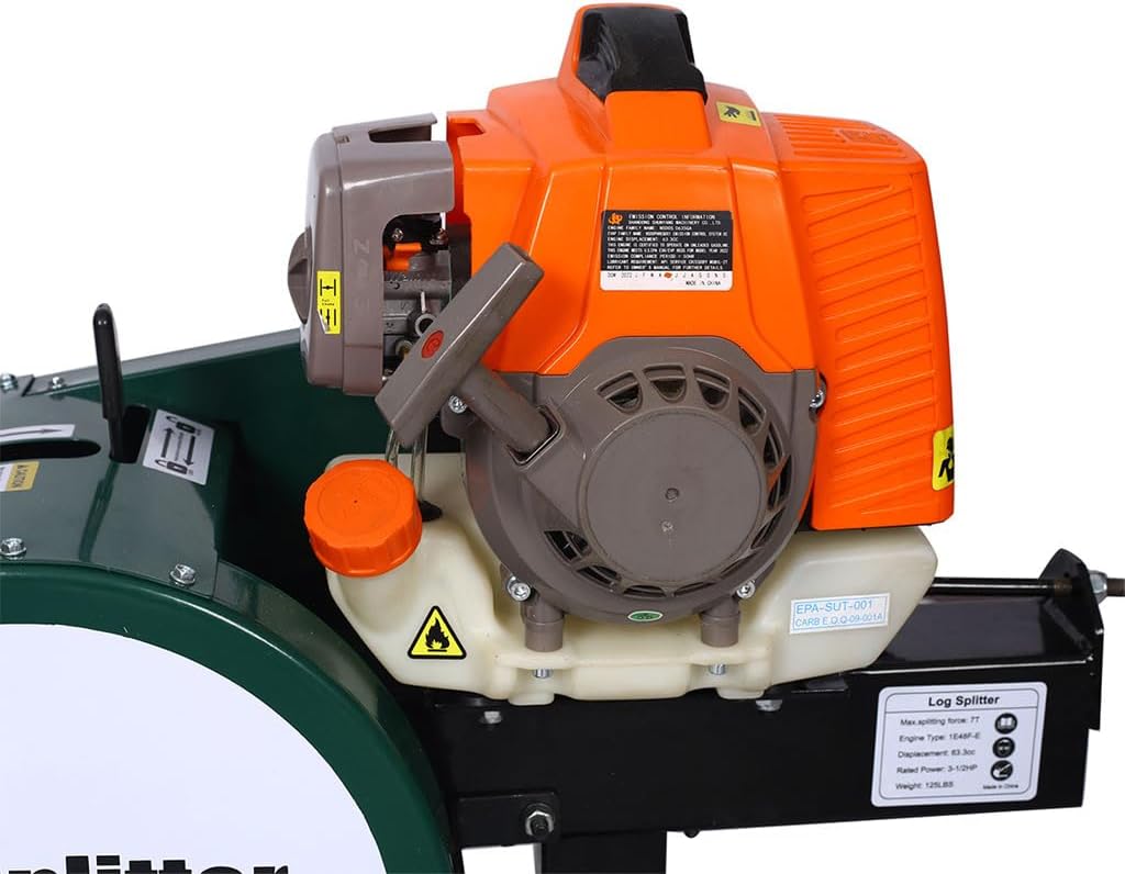 Double Flywheel Electric Log Slitter, 7-Ton Horizontal Vertical Log Wood Splitter with Auto Return and Double Flywheel Portable Electric 63cc Wood Splitte for Forestry Harvesting