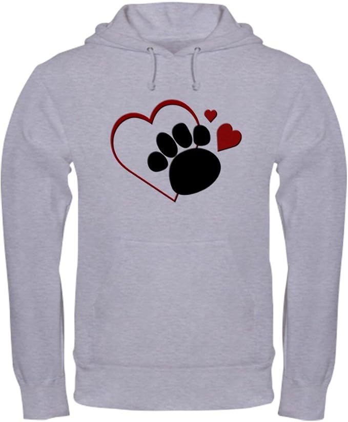 CafePress Dog Paw Print Love Heart Hooded Sweatshirt Amazon.co.uk