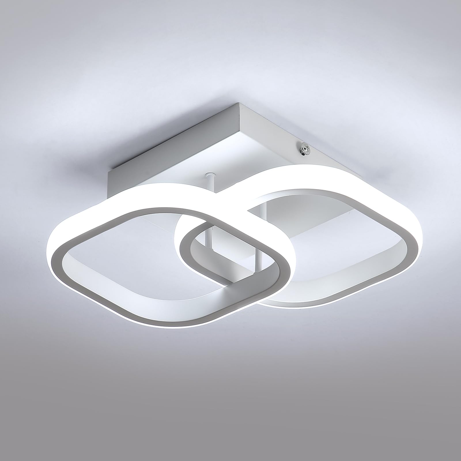 Osairous White Ceiling Lights Led Modern, 24W Light Fixtures Ceiling 2550Lm, Acrylic Chandeliers Ceiling Light 6500K Cool For Bedroom Living Room Kitchen Bathroom Hallway Dia 29Cm