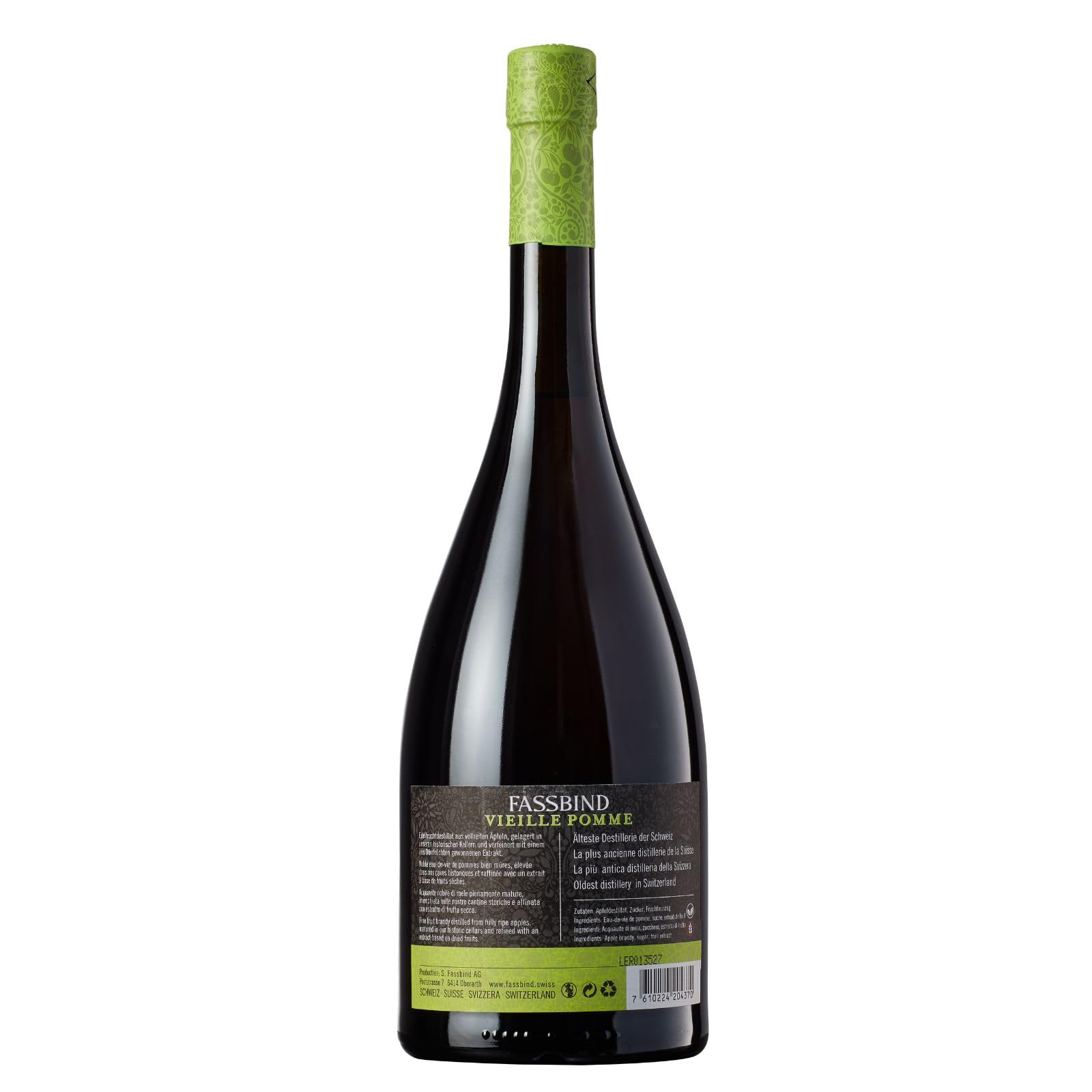Fassbind Vieille Pomme (1 x 0.7 l) - Edler Schweizer Obstbrand aus fruchtigen Äpfeln mit 40% vol. Alkohol