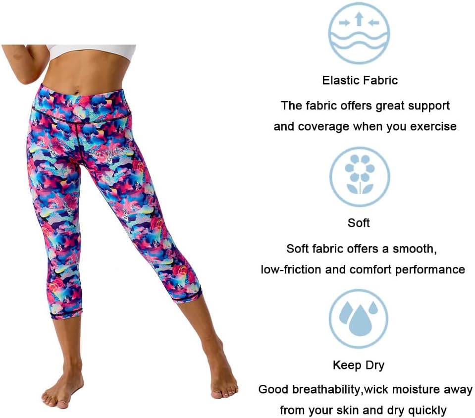 UIUO-UIPEU Pattern Printed Capri Leggings with Pockets for Women Tummy Control Workout Yoga Capris - Image 5