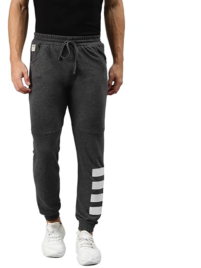 Men's Cotton Blend Calf Stripe Regular Fit Joggers - Trackpant with Drawstring Elastic Waistband, Lower for Jogging, Gym, Sports & Dailywear