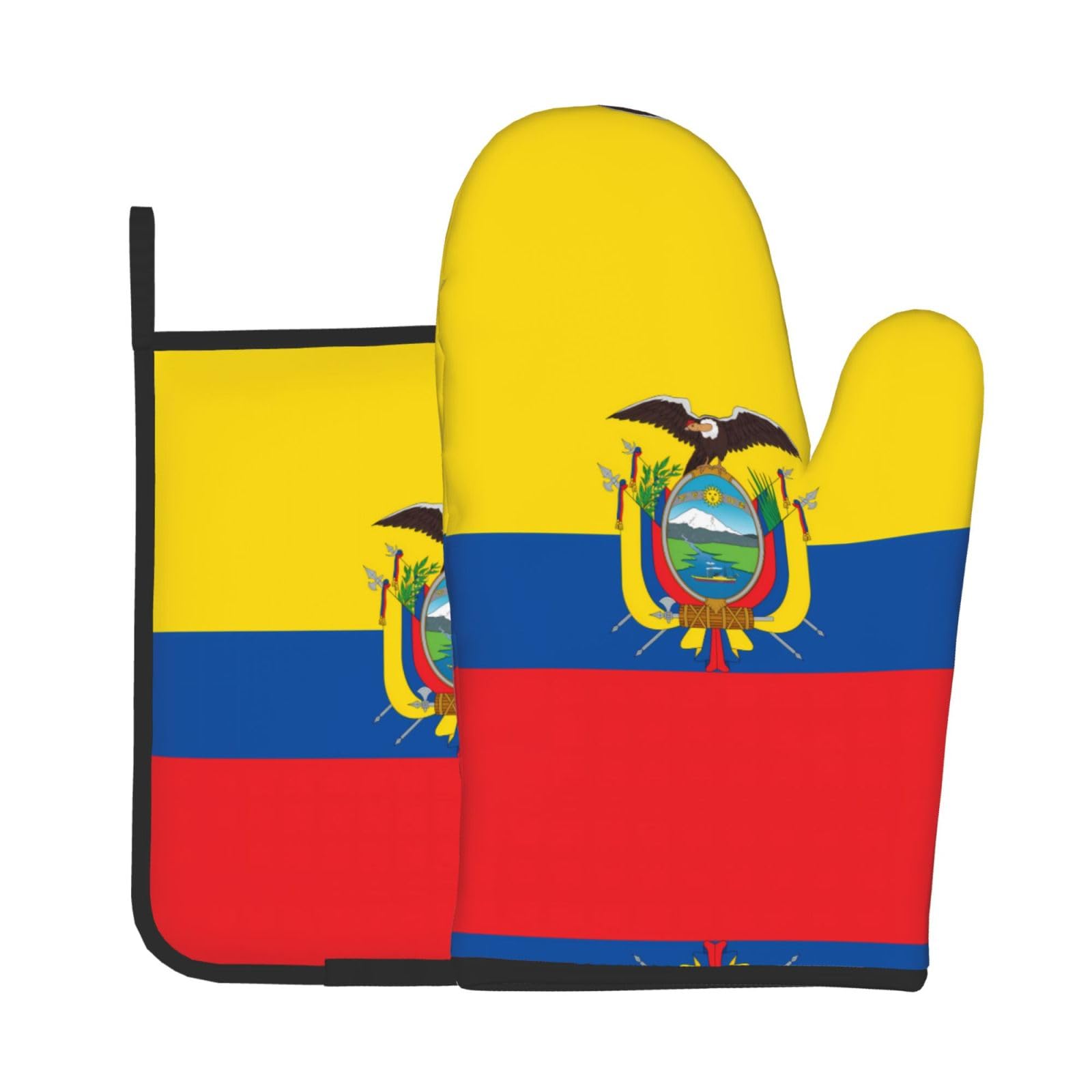 Oven Mitts and Potholders Set of 2 for Kitchen Baking Cooking GrayFlag of Ecuador Thick and Durable