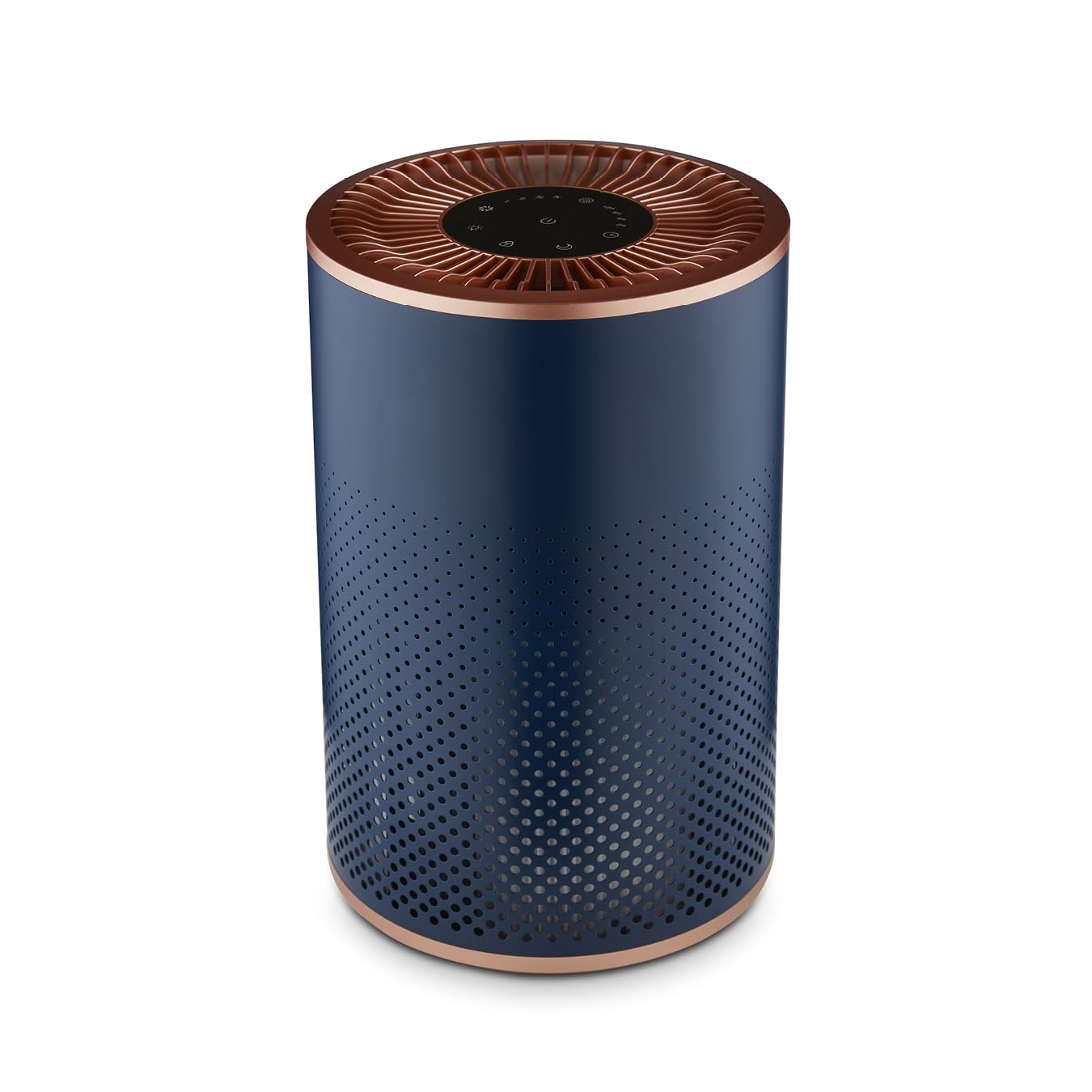 Tower Midnight Blue And Copper Desktop Air Purifier, Powerful Hepa 13 Filter With Multicolour Mood Lighting, T673000blg