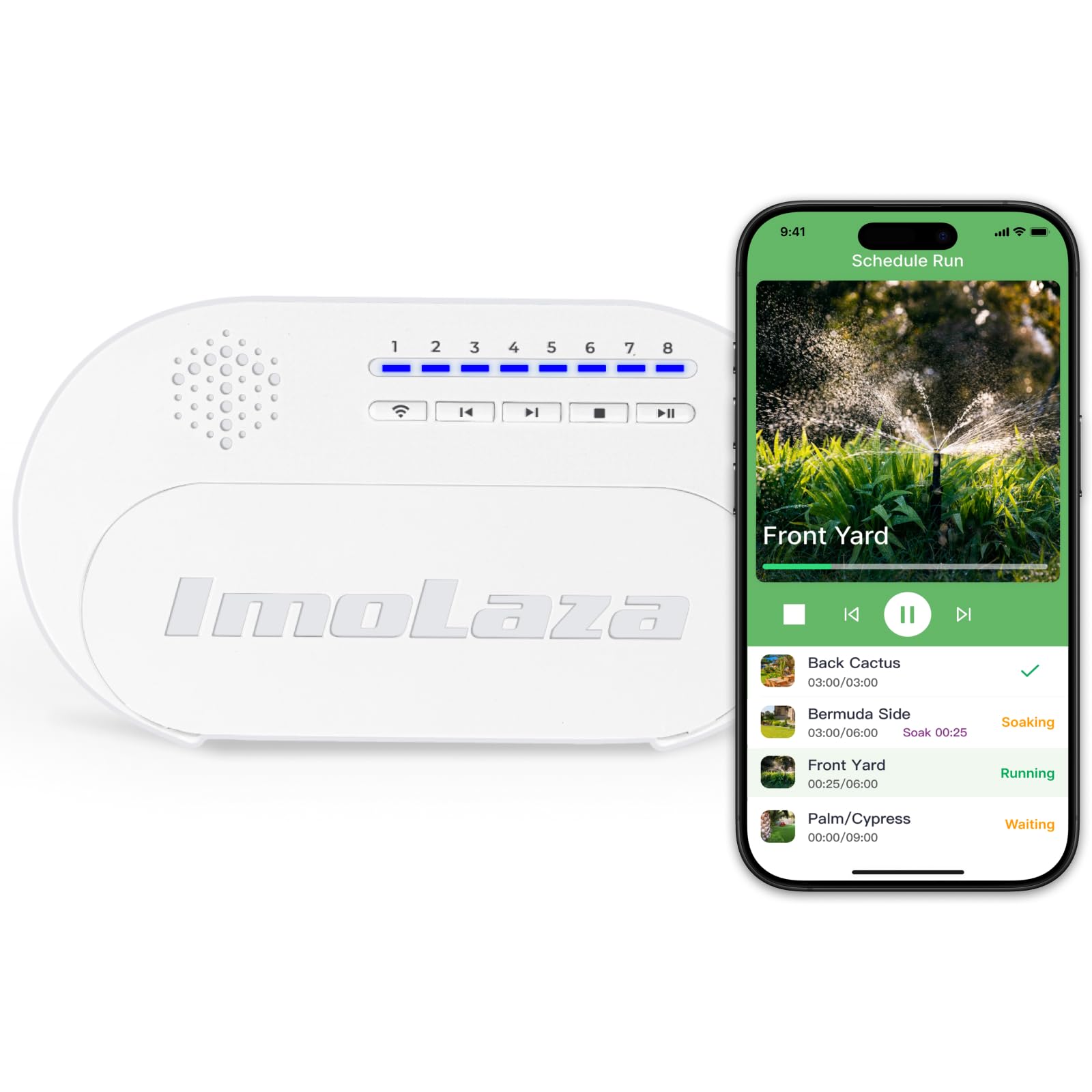 ImoLaza 6-Zone Indoor Smart WiFi Sprinkler System Controller, Easy Install Irrigation Timer for Lawn & Garden, Water-Saving Automatic Sprinkler Timer/Controller with Mobile App, Compatible with Alexa