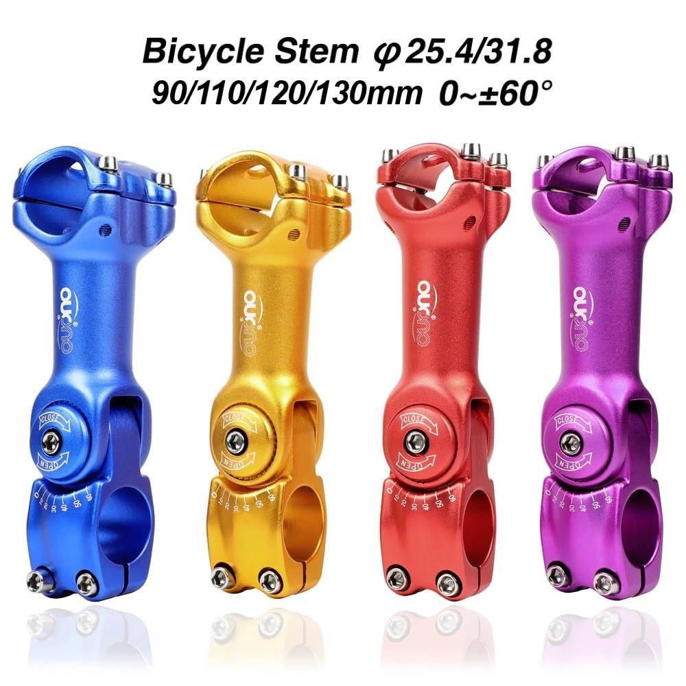 Potencia Mtb Potencia de MTB ajustable de 0 a 60 grados, potencia de ajuste de 25,4/31,8 mm, elevador de manillar de bicicleta de 90 a 130 mm, piezas de bicicleta de potencia coloridas Potencia Bicicl