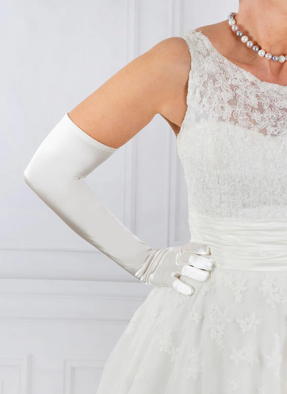 Dents, guanti da donna lunghi in raso da sera/sposa/opera, lunghi (10 colori) Bronze Etichettalia unica